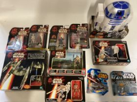 Large selection of Hasbro Toys Star Wars-Old shop stock to include Large R2D2 and many boxed