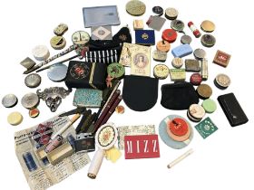 A collection of vintage rouge pots, compacts and other items to include Bourjois and Tangee rouge,