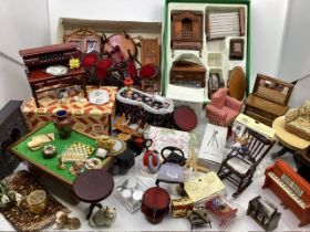 Dolls House Furniture and house vintage toy accessories, many makes and some Dolls House emporium