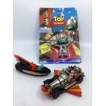 Corgi diecast Chitty Chitty Bang bang car with figures, 1960s , working but no tail fin attached,