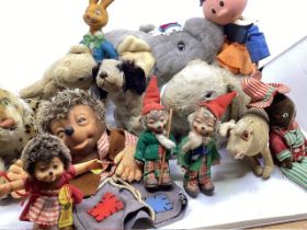 Steiff Vintage Mecki Hedgehog figures dolls and a glove puppet -2with original labels and  1950s and