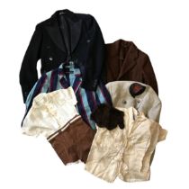 A group of vintage children's wear to include a two piece romper in brown and cream (moth holes),
