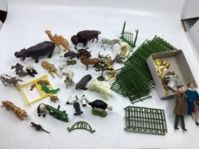 Vintage Britains zoo series 1960 ; to include zoo animals , fencing, entry turn style and a zoo gate