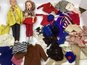 Pedigree Sindy and Paul doll 1966-67 with outfits-playworn vintage dolls with a selection of