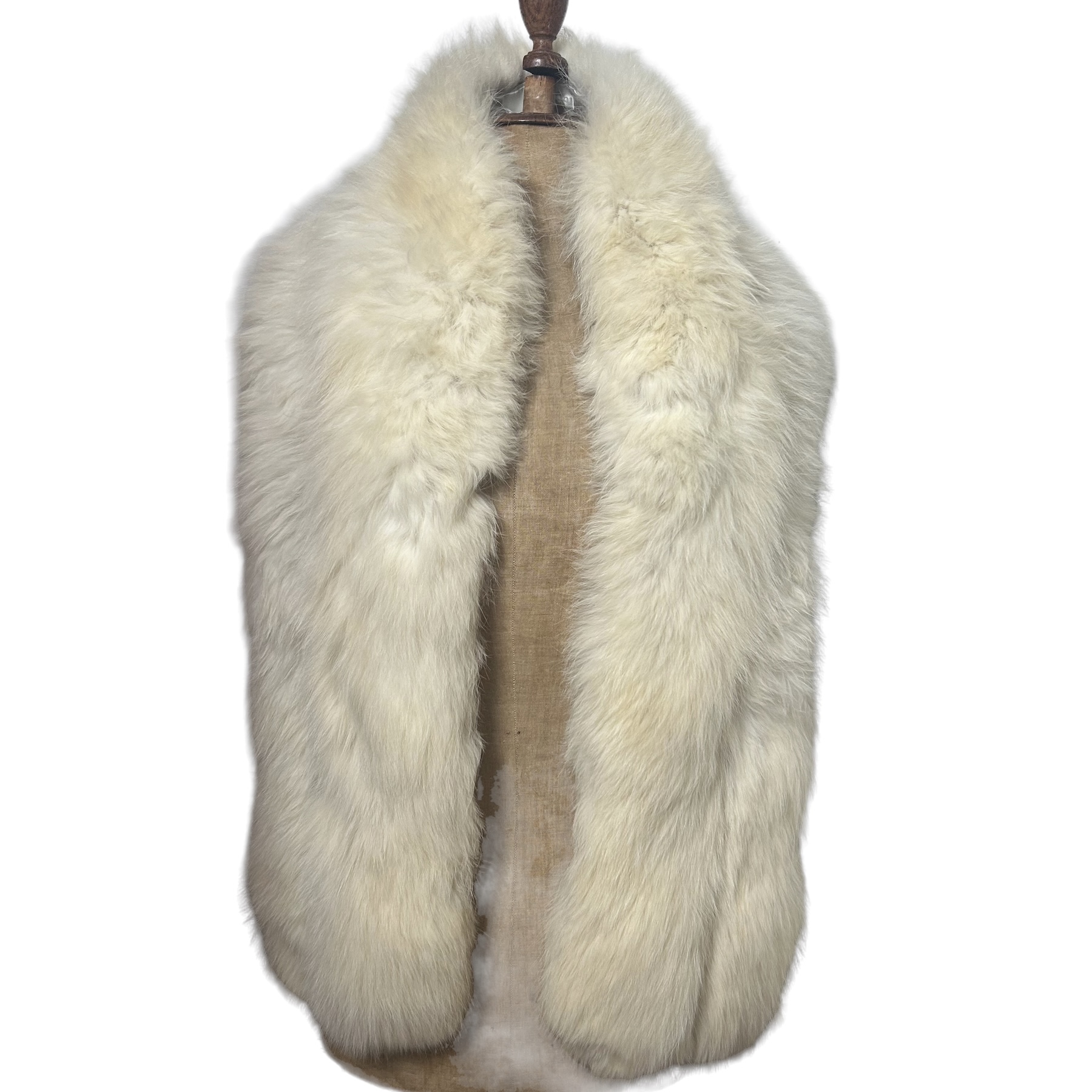 A cream fox fur stole C1950s along with two fox fur collars, one wolf collar and a group of silk - Image 2 of 2