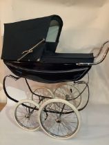Silver cross Navy Blue Oberon 2005 dolls pram, with the silver cross signature lining-pressed