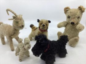 German and other small 8” antique zotty teddy bear with open mouth( mohair has wear  and one ear has