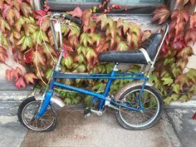 Raleigh Tomahawk smaller Chopper style children's vintage bicycle in blue Livery. A restoration