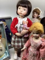 Vintage Artist dolls to include a replica good Bru doll and a child artist doll with black bobbed