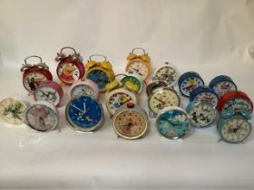 Vintage Clocks to include Bell top alarms and various novelty clocks selection-Good vintage