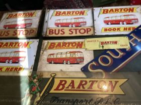 Vintage Bus stop steel Barton bus company bus stop signs selection, and a Barton Perspex bus