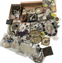 Vintage costume jewellery to include a mid-century silver bamboo bracelet, vintage wrist watches and