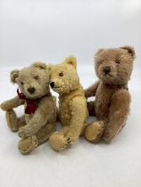 Antique Steiff teddy bear Group between 8 and 9” tall, in mohair to include a baby teddy, a light