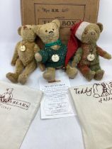 Teddy Bears of Witney Fine artist teddy bears x 3 ; to include  Christmas Mr Jingles toy , Little