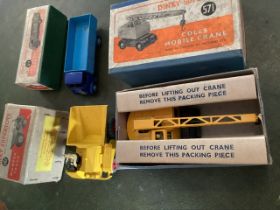 Vintage toy Dinky boxed sets , to include a 571 Crane , with inner liner,a 511 4 ton lorry and a 562