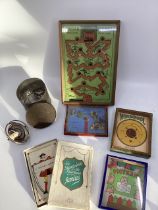 Antique 1930s Toys and puzzles ; to include a good Gyroscope metal toy in tin from cottage products;