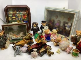Vintage teddy bear miniatures-some cases in room set boxes , some miniature and some small and