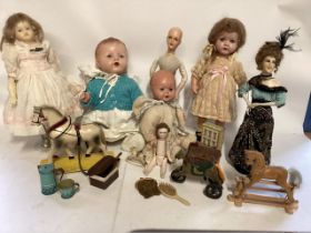 Antique and vintage dolls, composition dolls and many vintage dolls inc 1930s-Large selection with