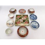 A small collection of Chinese or Chinese style 19th Century ceramics to include; a blue and white