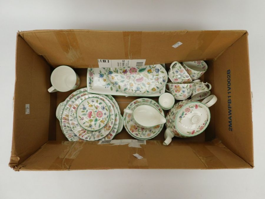 A collection of Minton 'Haddon Hall' items to include: a teapot, 3 tea cups and saucers, one - Image 2 of 2