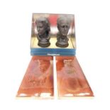 A boxed Wedgwood Royal Silver Wedding 1947-1972 commemorative busts in black basalt of Queen