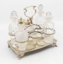 Early to mid 20th century silver plate and glass condiment set