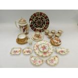 Royal Crown Derby 1128 Imari 1st quality 101/2" dinner plate, Olde Avesbury coffee service, gold