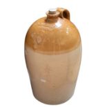 A large glazed stoneware handled keg, cork stopper to top, marked G.Y. Home & Co of Bristol. Approx.