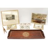 Collection of mid 20th century miniatures, prints, etching and lap tray