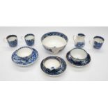 A collection of 19th Century blue and white ceramics to include; bowl, three tea bowls and