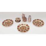 Royal Crown Derby - A set of 3 Imari 1128 pattern first quality side plates, together with 3