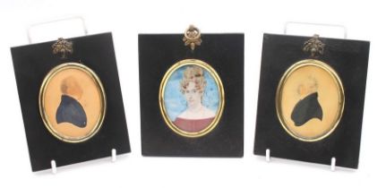 Three framed early 19th Century miniature portraits