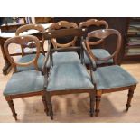 Five Victorian mahogany balloon back dining chairs along with a George III armchair