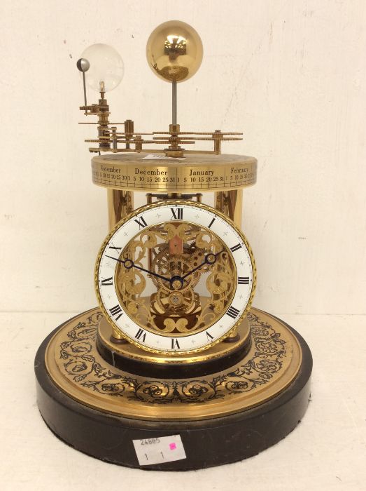 Hermle Astrolabium quartz mantel clock, serial number A2987 with 3½" dial, moon hands on a marble
