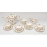 A Royal Crown Derby 'Royal Antoinette' pattern part tea service to include: teapot, milk jug,