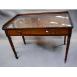 A 19th Century Victorian single drawer mahogany desk with gallery top and turned legs