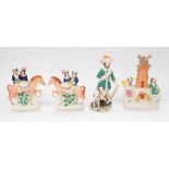 ***WITHDRAWN*** Four Staffordshire figures to include; Returning home, Going to Market, couple