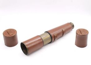 Early 20th century, London made, brass and leather telescope