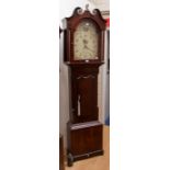 Nottingham 30 hour Longcase clock with 13' still arch dial, Arabic numerals, sad mouth calendar. The