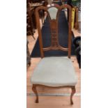 Four Edwardian dining chairs with batwing detail, plus two others, all with issues