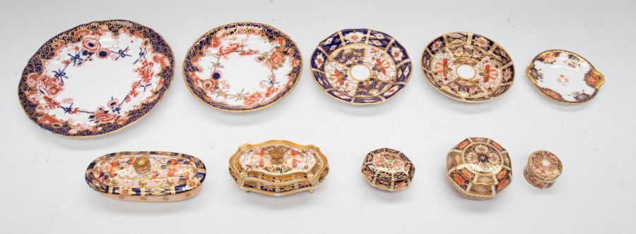 Collection of Royal Crown Derby early 20th century china items, to include saucers, plate, rouge