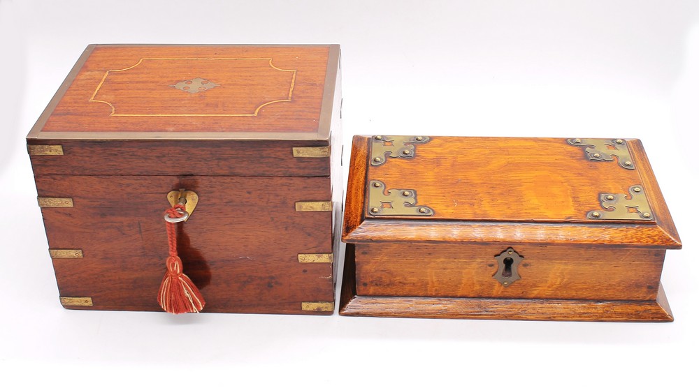 A mixed lot to include; an early 20th century rectangular wooden and brass plated box, more modern