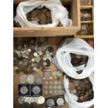 A Large collection of British Coins including a Victorian 1895LVIII Crown with Pre 47 coins & a