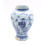 A mid to late 17th century Continental Delft vase decorated with a Continental scene Further