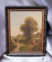 A pair of oil on canvas paintings of countryside scenes by Henry Maidment (active 1889-1914).