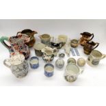 A collection of 19th/early 20th century ceramic jugs and others to include; a large Masons Ironstone