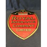 A glass Royal Insurance Company Ltd Advertising Shield.