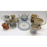 ***WITHDRAWN*** A collection of mixed 19th Century ceramics to include; Jack on a Cruise mug,