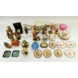 Mixed collection of china including: Aynsley, Derby, Worcester, along with paperweights, Hummel