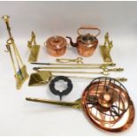 A collection of brass and copper wares (Q)